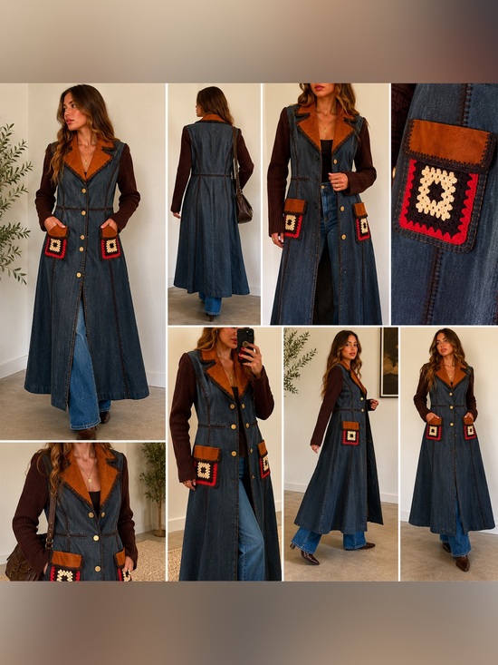 Prada Jackets & Blazers - Prada Made in Italy Denim Crochet Patchwork Coat – IT 42 (US 6/8) RARE
